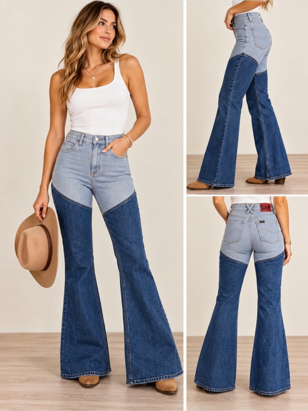 NWT Kacey Lee x Kacey Musgraves Higher Climb Two Tone Flare Jeans Size 6